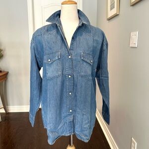 GAP Oversized Western Blue Denim Button Down Shirt - Size M